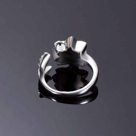 COPY - Forget Me Not Flower Gold and Silver Cremation Ring for Ashes Boho - Picture 2 of 5